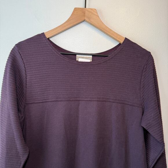 Coldwater Creek Long Sleeve Ribbed Knit Sweater Dress Dark Purple Petite Medium - Picture 2 of 5